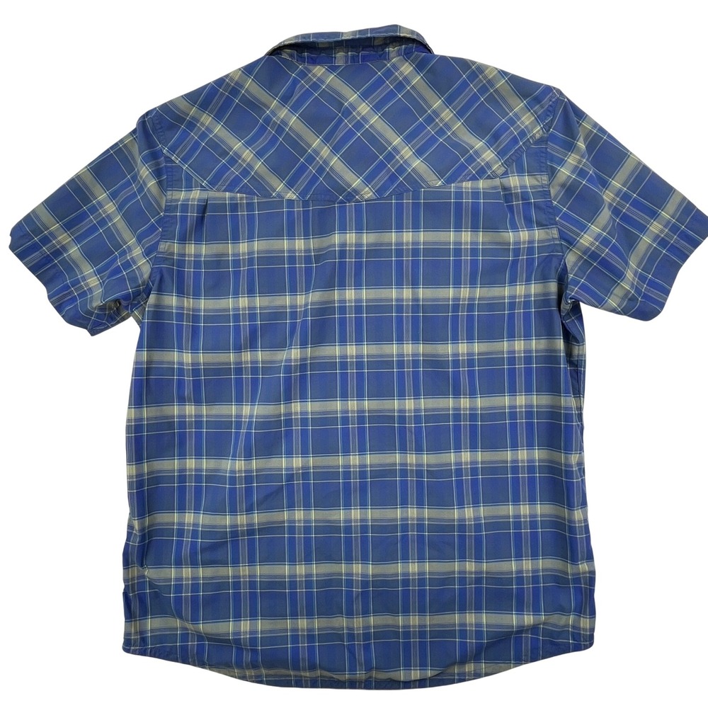 Stio Mens Eddy Short Sleeve Shirt Blue Plaid Pearl Snap Western 200141 Large - Picture 3 of 8